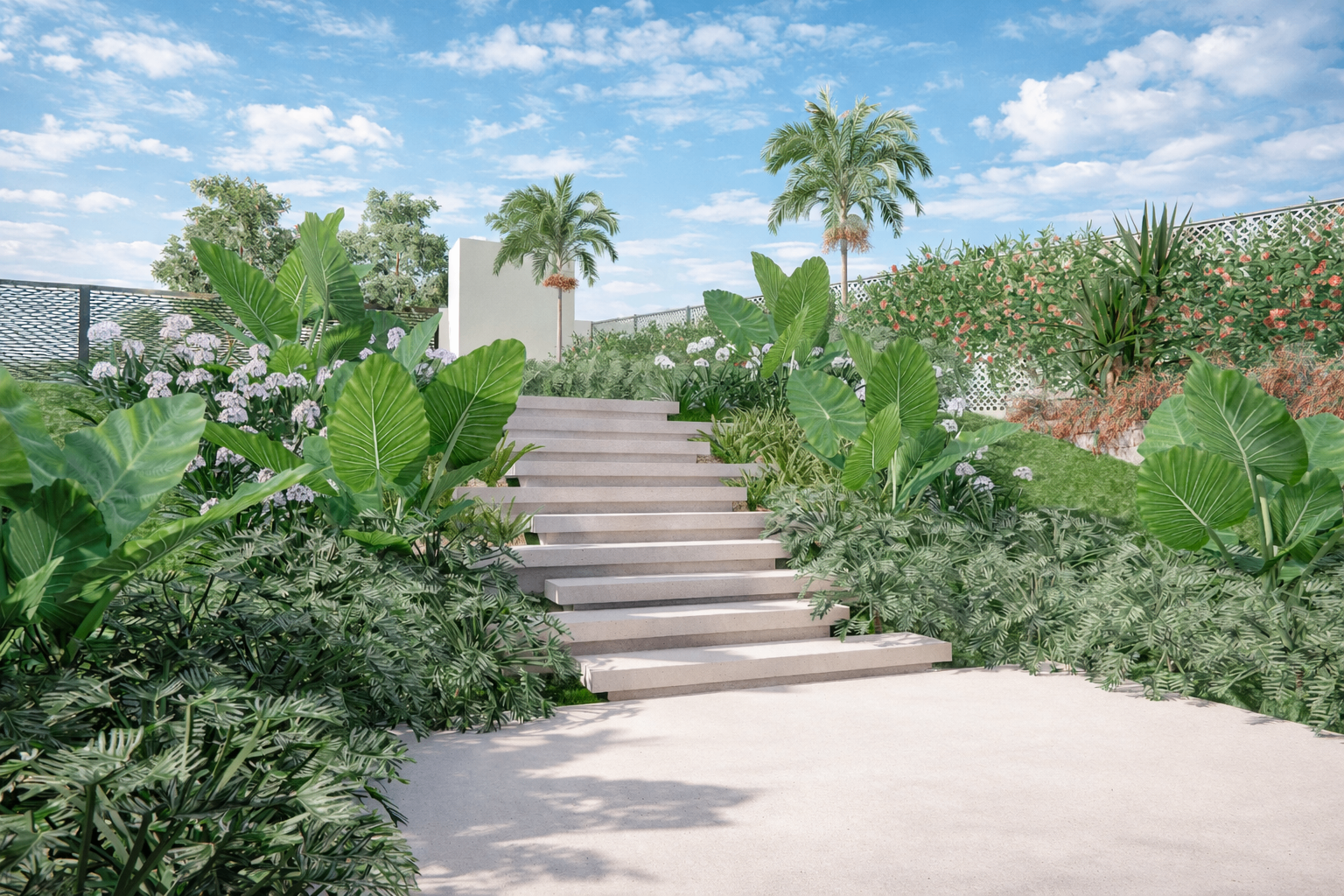Projeto de paisagismo — escada de pedras